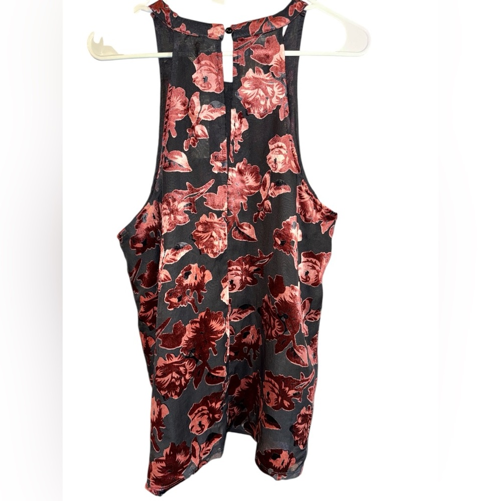 Adiva Lined Dressy Tank with Velvet Like Flowers, Size Large, NWT - Picture 3 of 4